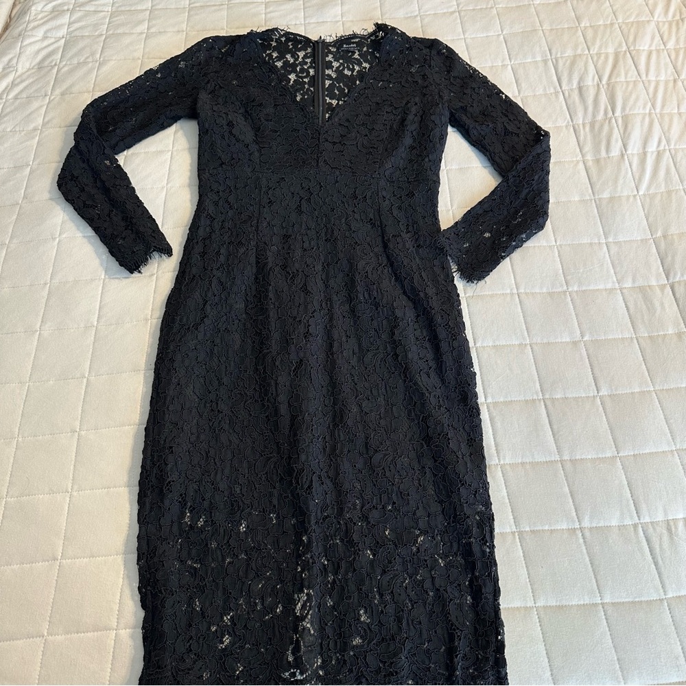Bardot Black Long Sleeve Lace Dress Size 8 Wedding Guest Cocktail Fancy Date